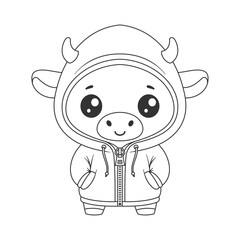 Cow wearing a jacket for coloring