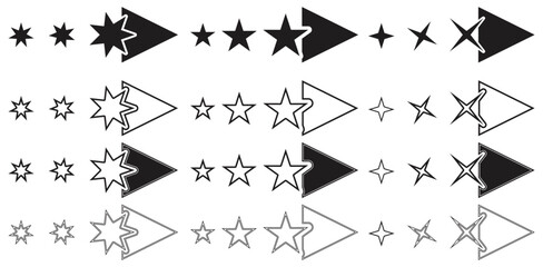 Geometric Shapes and Stars Arrow Design Vector. Isolated On Transparent Background.