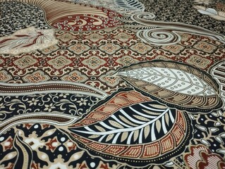 Flora, batik, micro dot cloth texture, gold, yellow, grey, blue, green, brown color natural background color clothing, south east Asia, Arabic, Malay, traditional pattern
