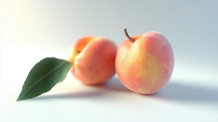 Fototapeta premium Ripe peach with soft skin displayed on a clean white background high quality ultra clear 