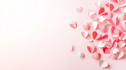 Delicate Paper Hearts on a Soft Pink Background