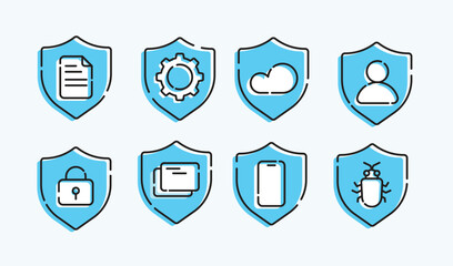 Safety and security representative iconic flat illustration set design