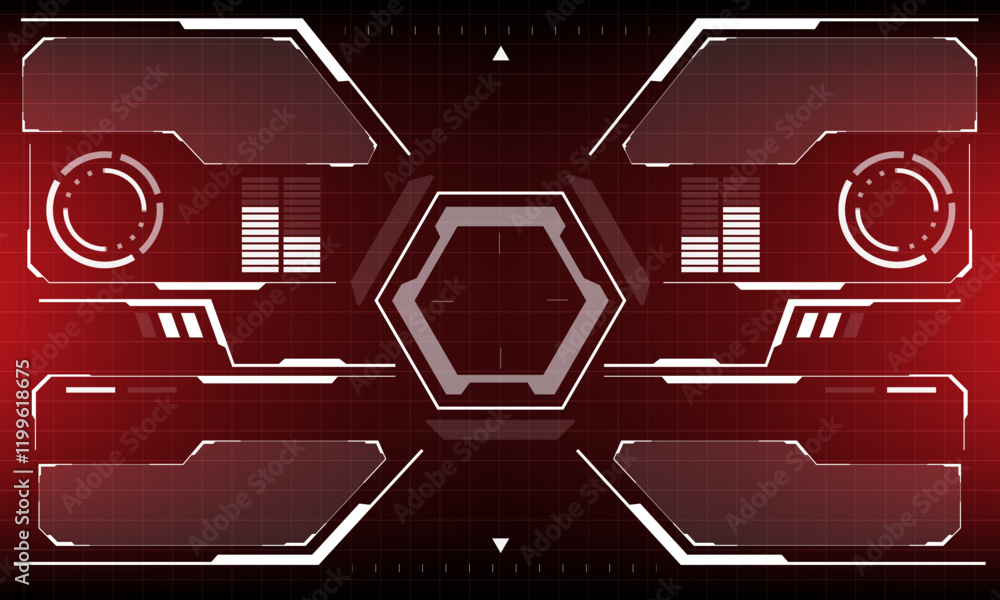 Poster hud sci-fi interface screen view white circular geometric design virtual futuristic technology creat