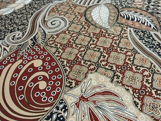 Flora, batik, micro dot cloth texture, gold, yellow, grey, blue, green, brown color natural background color clothing, south east Asia, Arabic, Malay, traditional pattern