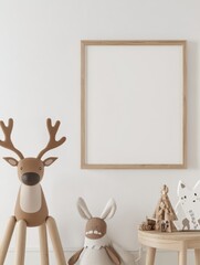 Mockup of a single empty framed picture in room