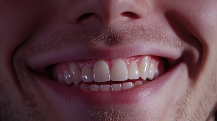 Close Up Of A Mans Smile Showing White Teeth