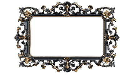 Ornate Black and Gold Frame: A classic black frame adorned with intricate gold detailing and elegant scrollwork, creating a luxurious and timeless aesthetic.