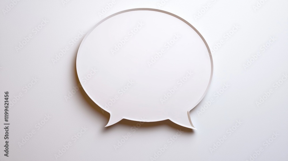 Poster clean white speech bubble with smooth edges on a minimalist background