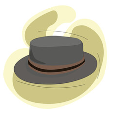 fedora hat.realistic gangster hat. Mens hat. Black fedora hat with white ribbon