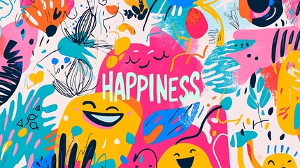 Naklejka premium A colorful painting with smiling faces