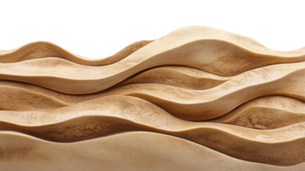 Abstract representation of flowing sand dunes in warm tones, perfect for backgrounds and creative projects, isolated on white.