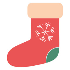 Vintage Christmas stocking graphic design for decoration. Vector illustration.