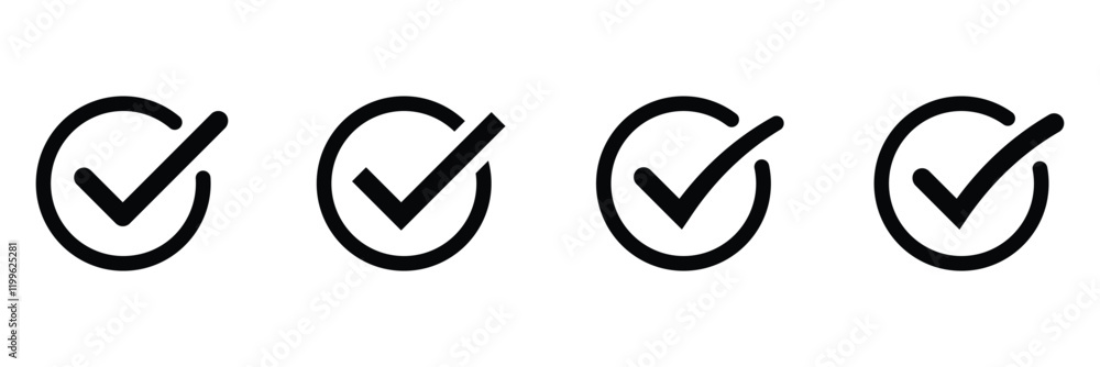 Poster checkmark icons. checkmark vector set. approved symbol. check mark icon. correct vote choice isolate