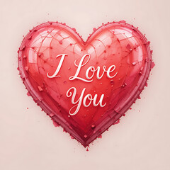 Heart with 'I Love You' Text - Romantic Message for valentine day