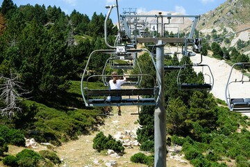 mountain, cable, sky, landscape, nature, summer, lift, transportation, travel, car, cableway,...