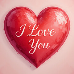 Heart with 'I Love You' Text - Romantic Message for valentine day
