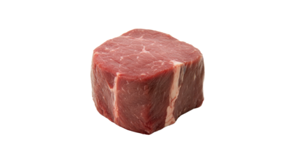 Fresh, high-quality red meat cut on a white isolated background, perfect for culinary presentations or butchery displays.