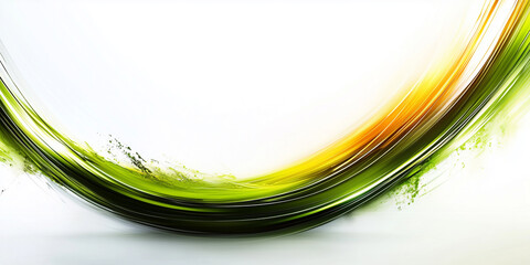 Abstract green, blue, and orange wave on white