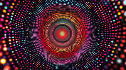 Abstract vibrant dotwork abstract background with circles