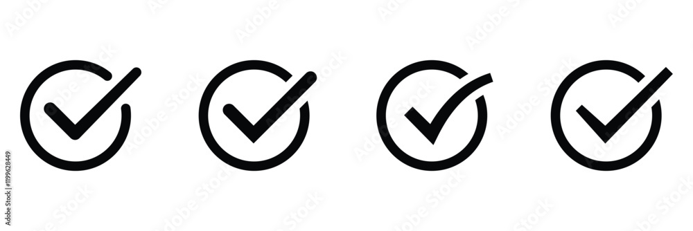 Aufkleber checkmark icons. checkmark vector set. approved symbol. check mark icon. correct vote choice isolate