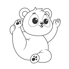 Cute panda doing yoga moves for coloring