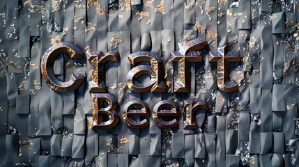 Obraz premium Modern craft beer sign with textured backdrop in urban setting