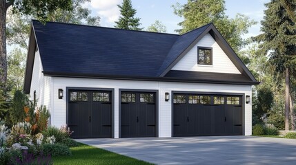 Sleek black retractable metal door enhances functionality.