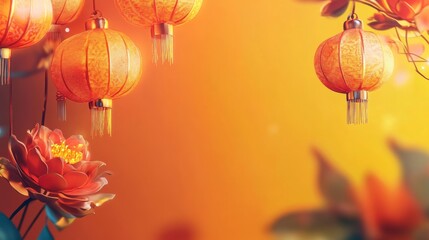 Chinese New Years, A bunch of orange lanterns hanging from the ceiling