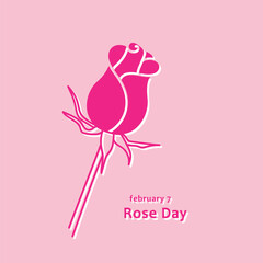 Rose Day pink card, February 7, Valentine Week, vector illustration