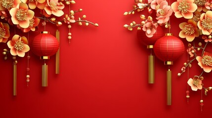Chinese New Years, A red background with two red lanterns hanging from the top