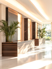 Fototapeta premium Modern interior design featuring natural elements in a bright space