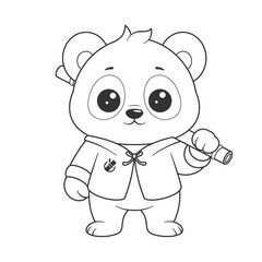 Cute panda wearing martial arts suit for coloring