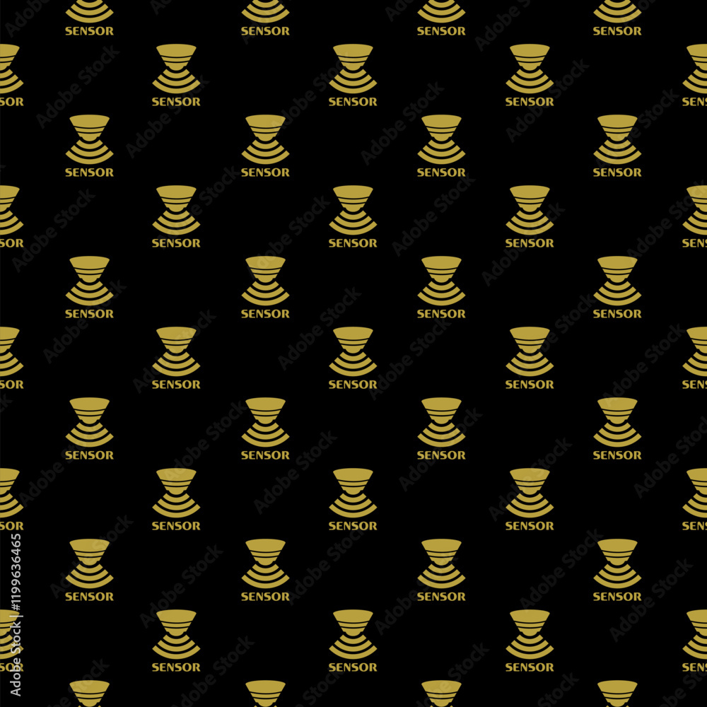 Poster motion sensor icon isolated seamless pattern on black background
