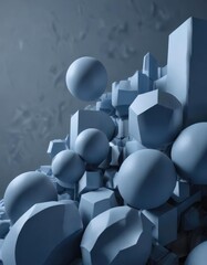 Abstracted forms in a gradual blue transition, contemporary art, abstract shape gradation