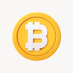 3D Bitcoin blockchain cryptocurrency icon, open-source finance