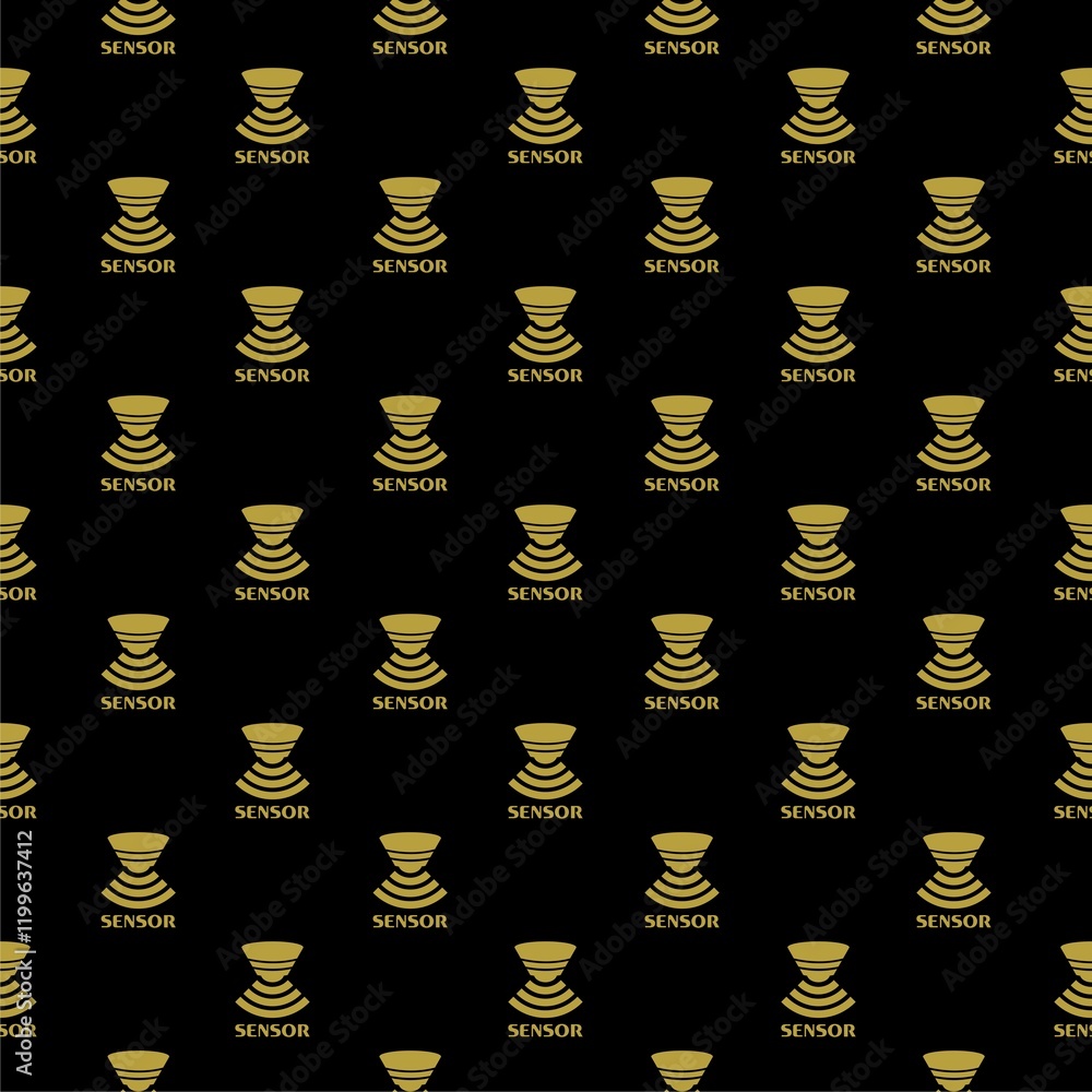 Poster motion sensor icon isolated seamless pattern on black background