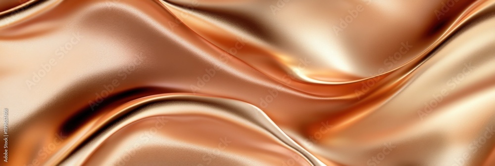 Poster smooth copper metallic waves highlighting abstract background texture design