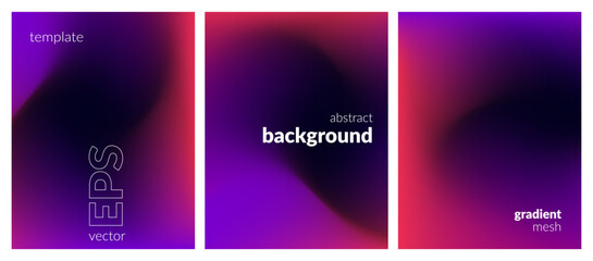 Fototapeta premium Abstract liquid background set. Neon color blend. Blurred fluid colours. Gradient mesh. Modern design template for posters, ad banners, brochures, flyers, covers, websites. EPS vector image