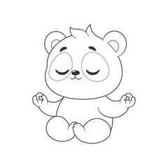 Panda is doing meditation movement for coloring