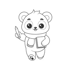 Panda ready to go to school for coloring