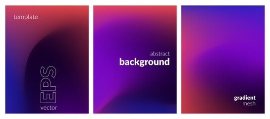 Abstract liquid background set. Neon color blend. Blurred fluid colours. Gradient mesh. Modern design template for posters, ad banners, brochures, flyers, covers, websites. EPS vector image