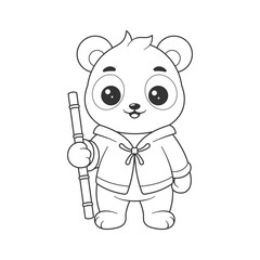 Panda prepares to become a soldier for coloring