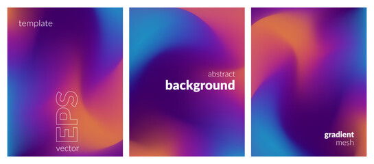 Fototapeta premium Abstract liquid background set. Vibrant color blend. Blurred fluid colours. Gradient mesh. Modern design template for posters, ad banners, brochures, flyers, covers, websites. EPS vector image