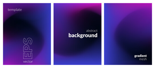Abstract liquid background set. Neon color blend. Blurred fluid colours. Gradient mesh. Modern design template for posters, ad banners, brochures, flyers, covers, websites. EPS vector image