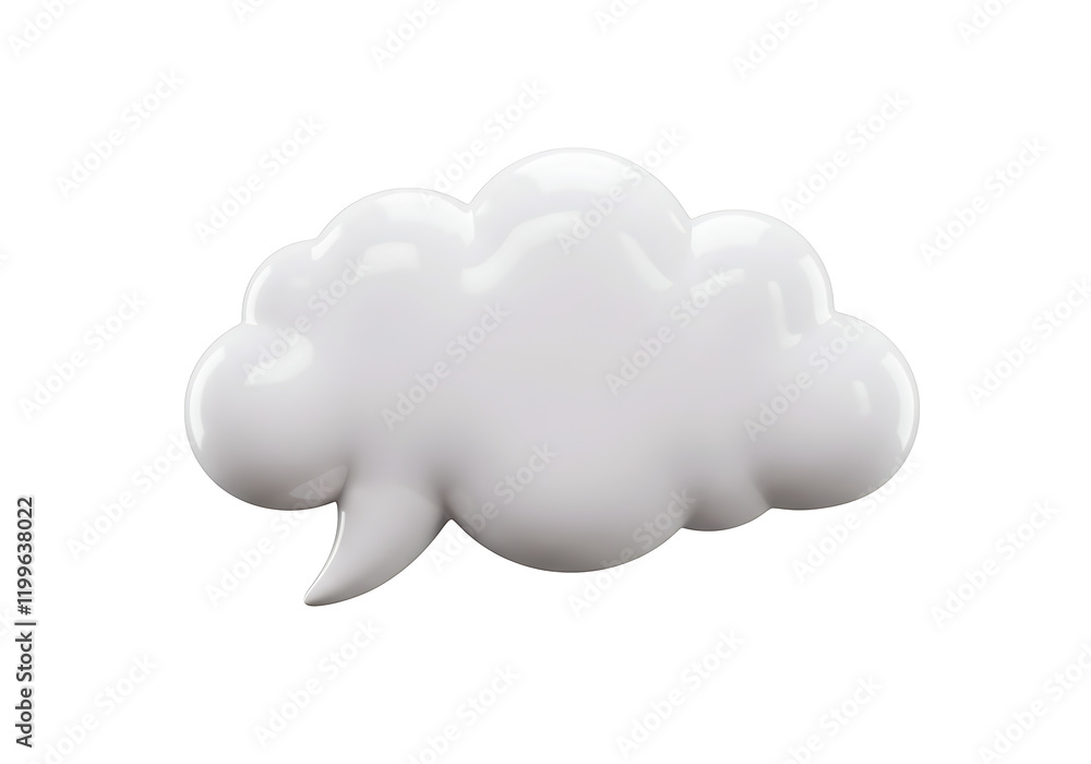 Poster 3d render of a cloud in shape of the speech bubble cut out with no background