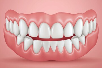 Obraz premium Realistic vector showing an upper row of perfectly clean, white teeth and gums