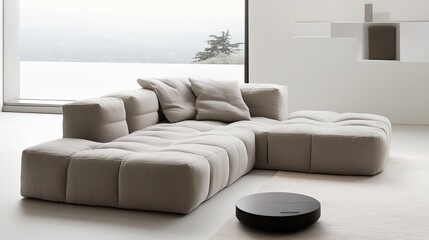 Modern Sectional Sofa in Minimalist Living Room Setting
