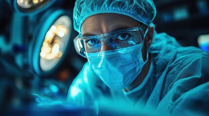 close up face surgeon in the operating room 