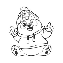 Panda wearing a jacket for coloring