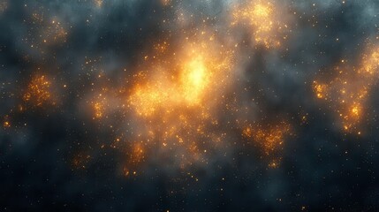 Fototapeta premium A mesmerizing cosmic scene showcasing bright orange celestial formations against a dark, starry backdrop.